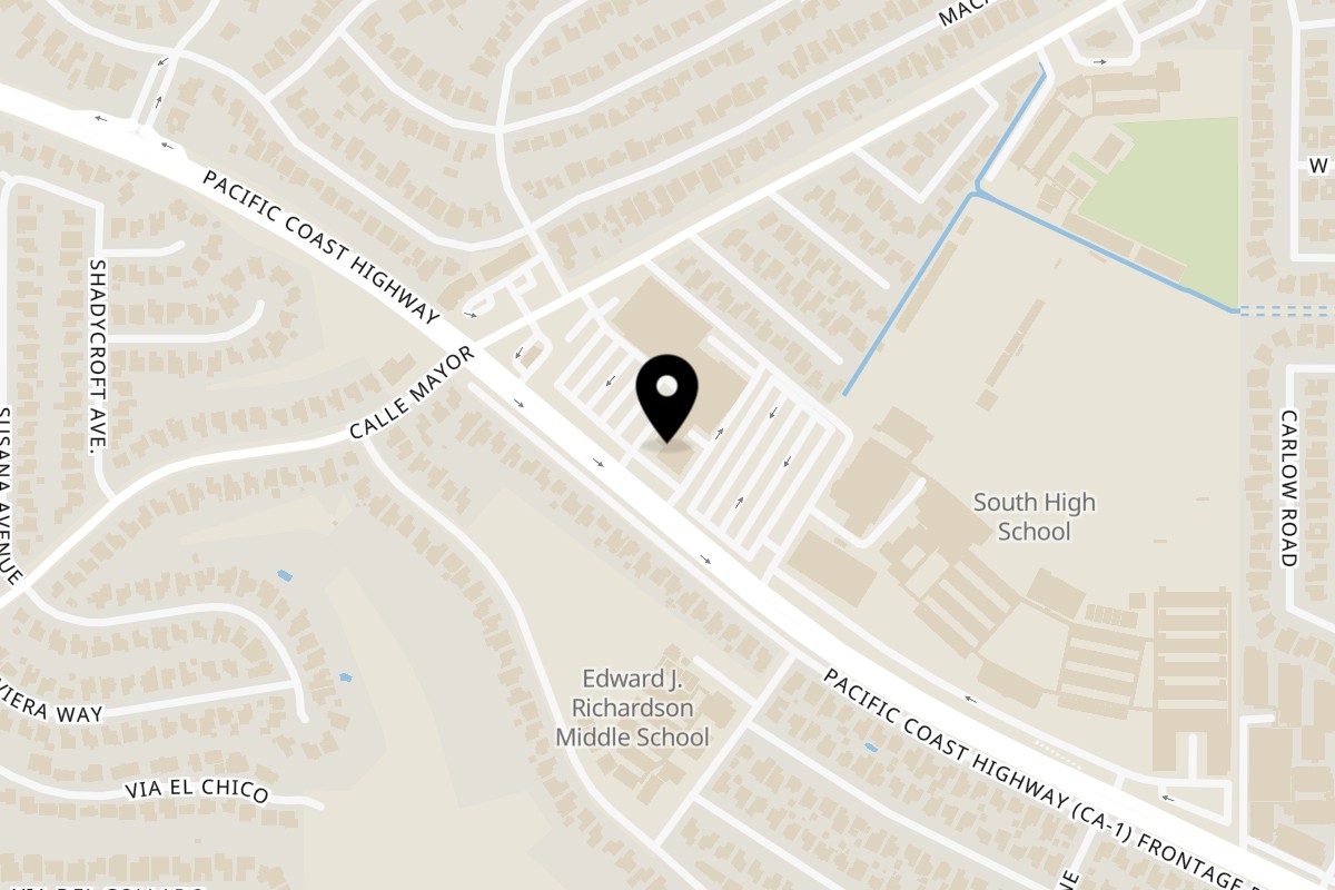 Map showing the location of Jack's Pizza & Subs on 5007 Pacific Coast Highway in Torrance